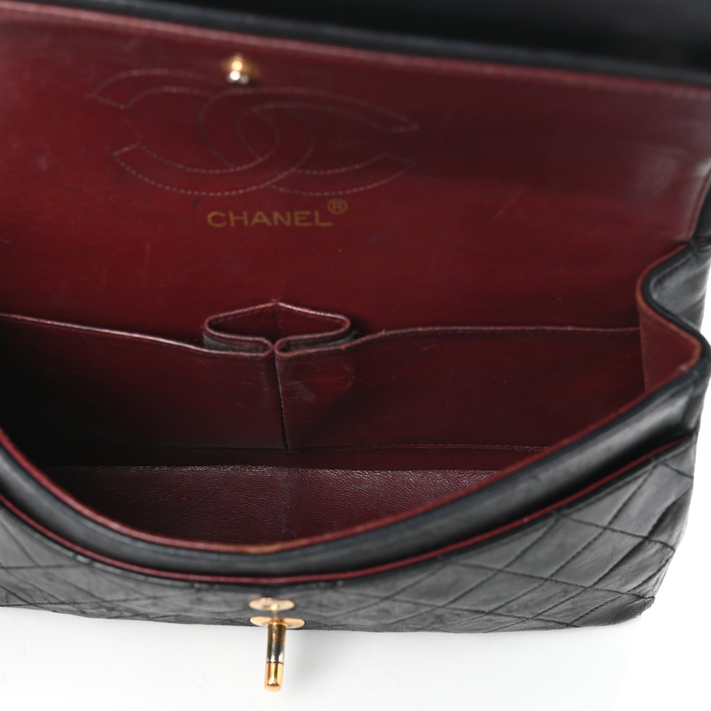 Lambskin Quilted Medium Double Flap Black