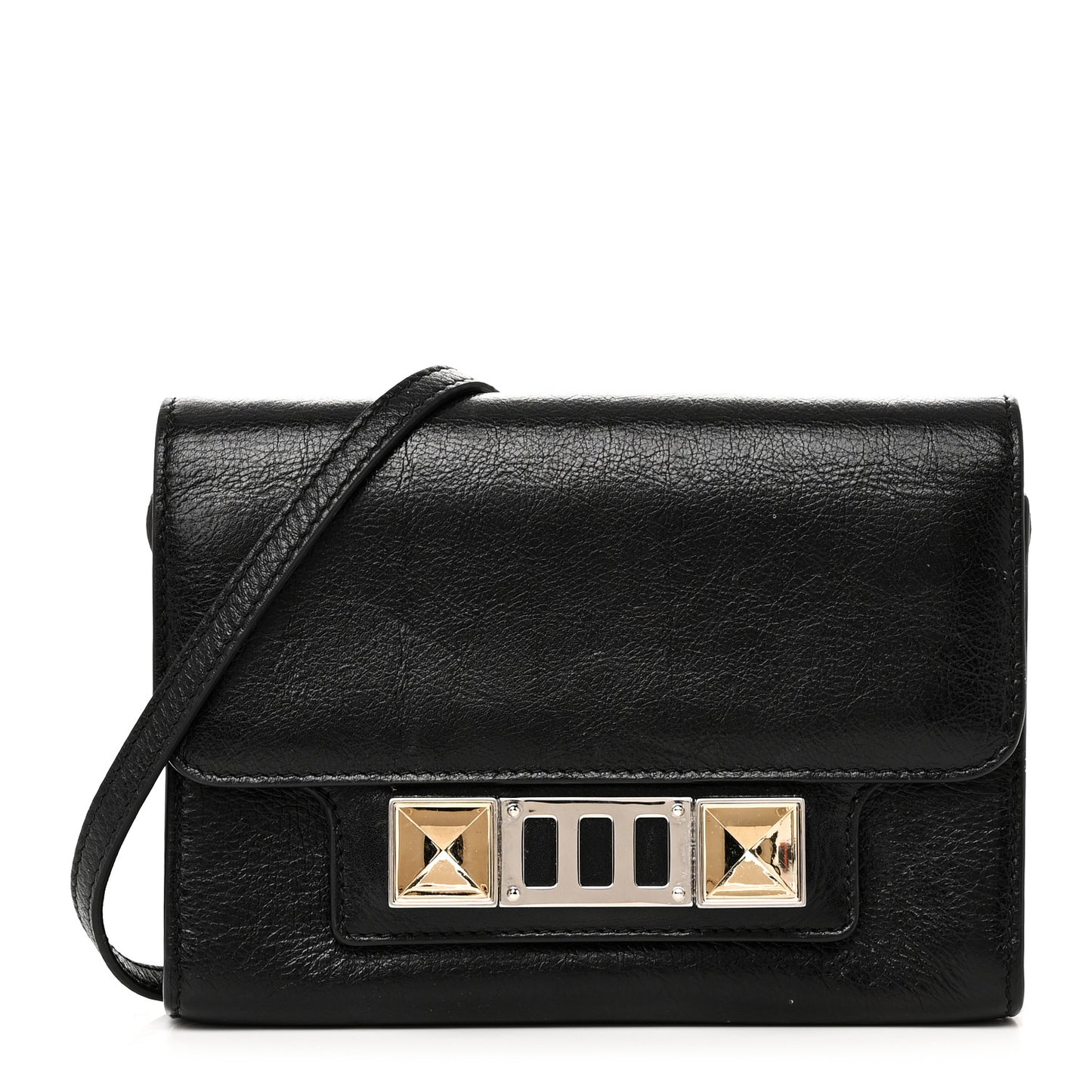 Calfskin PS11 Wallet With Strap Black