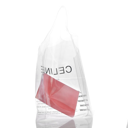 Celine Plastic Bag with Cloudy Lambskin Solo Zip Pouch Clutch Pink 3 of 7