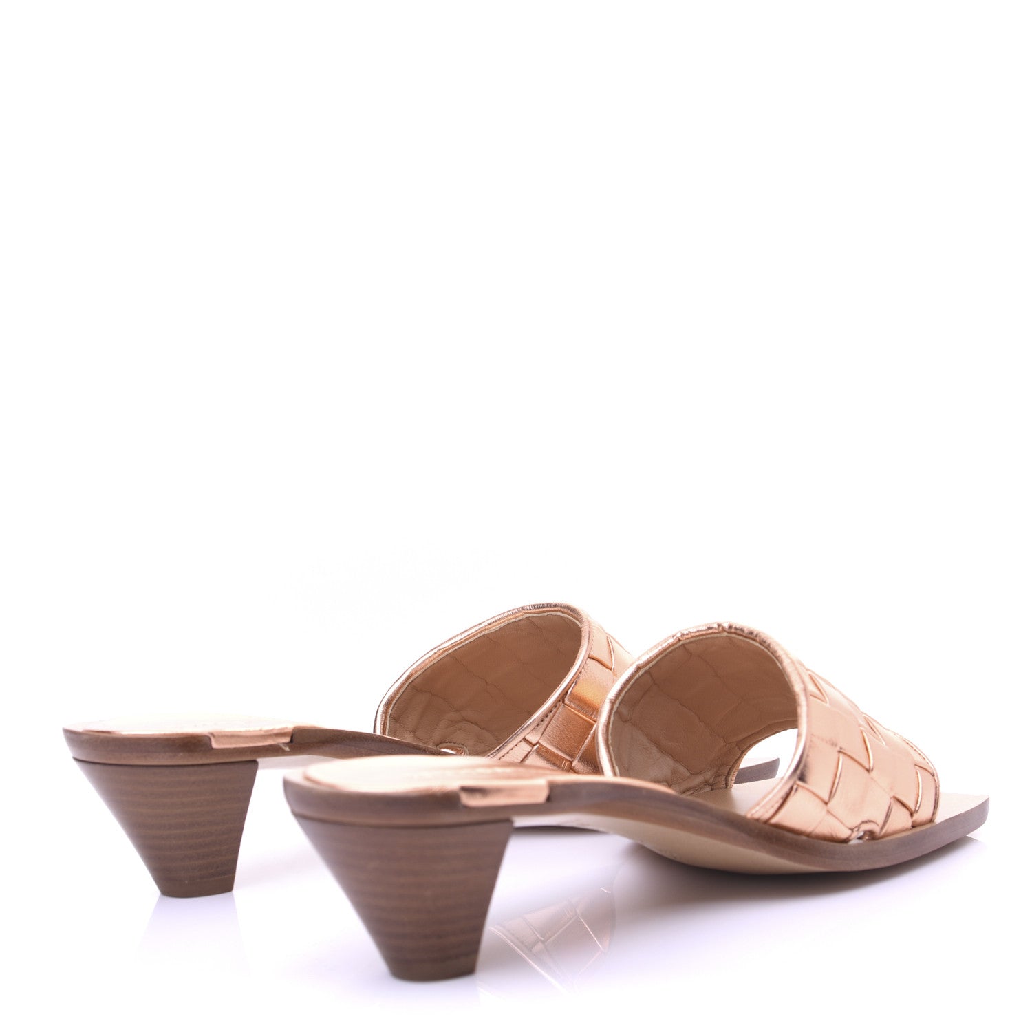 Bottega Veneta Metallic Nappa Intrecciato Heeled Sandals 37.5 Rose Gold 4 of 11