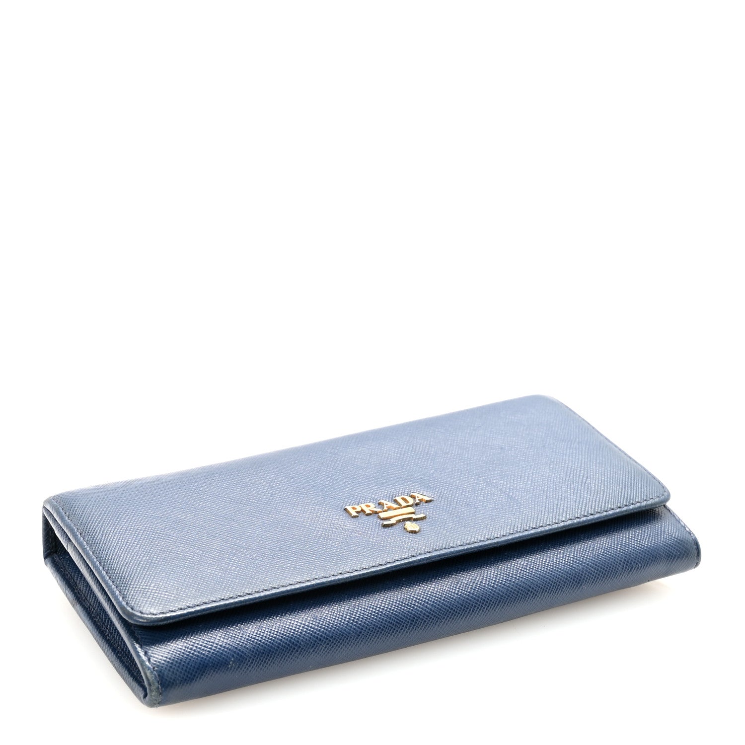 Prada Saffiano Metal Continental Flap Travel Wallet Bluette 4 of 6