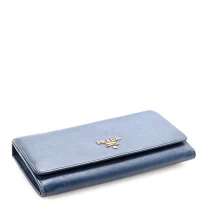 Prada Saffiano Metal Continental Flap Travel Wallet Bluette 4 of 6