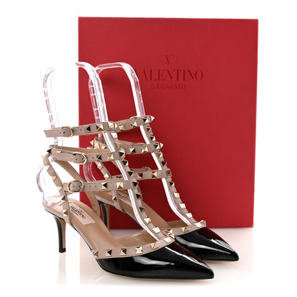 Valentino Garavani Patent Nappa Rockstud Ankle Strap 65mm Pumps 36.5 Black Poudre 10 of 10