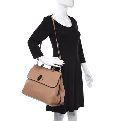 Gucci Cellarius Calfskin Large Bamboo Daily Top Handle Bag Camelia 3 of 10