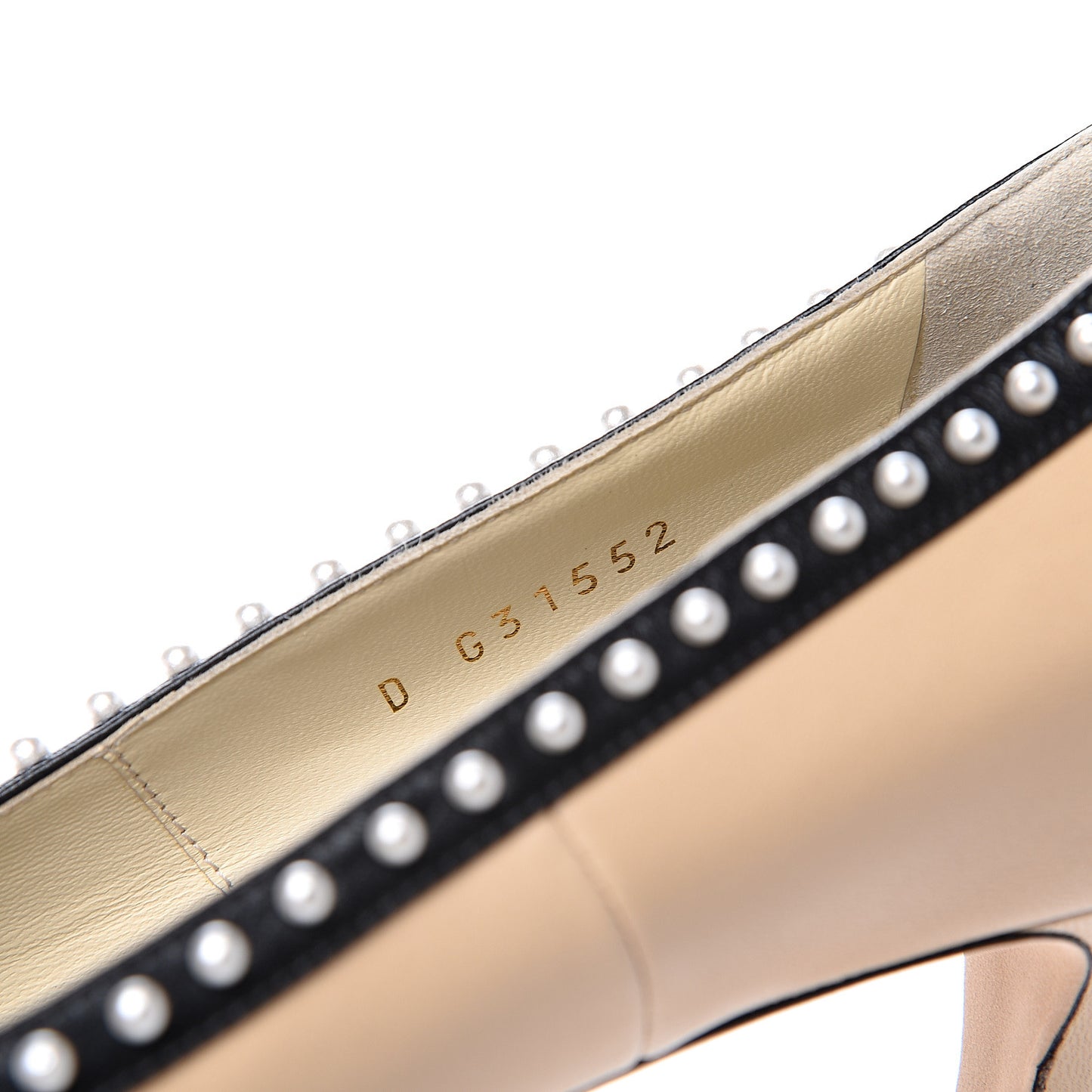 Lambskin Pearl Cap Toe Pumps 40 Beige Black