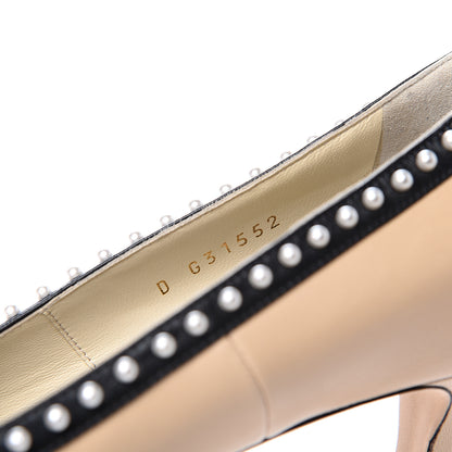 Chanel Lambskin Pearl Cap Toe Pumps 40 Beige Black 10 of 12