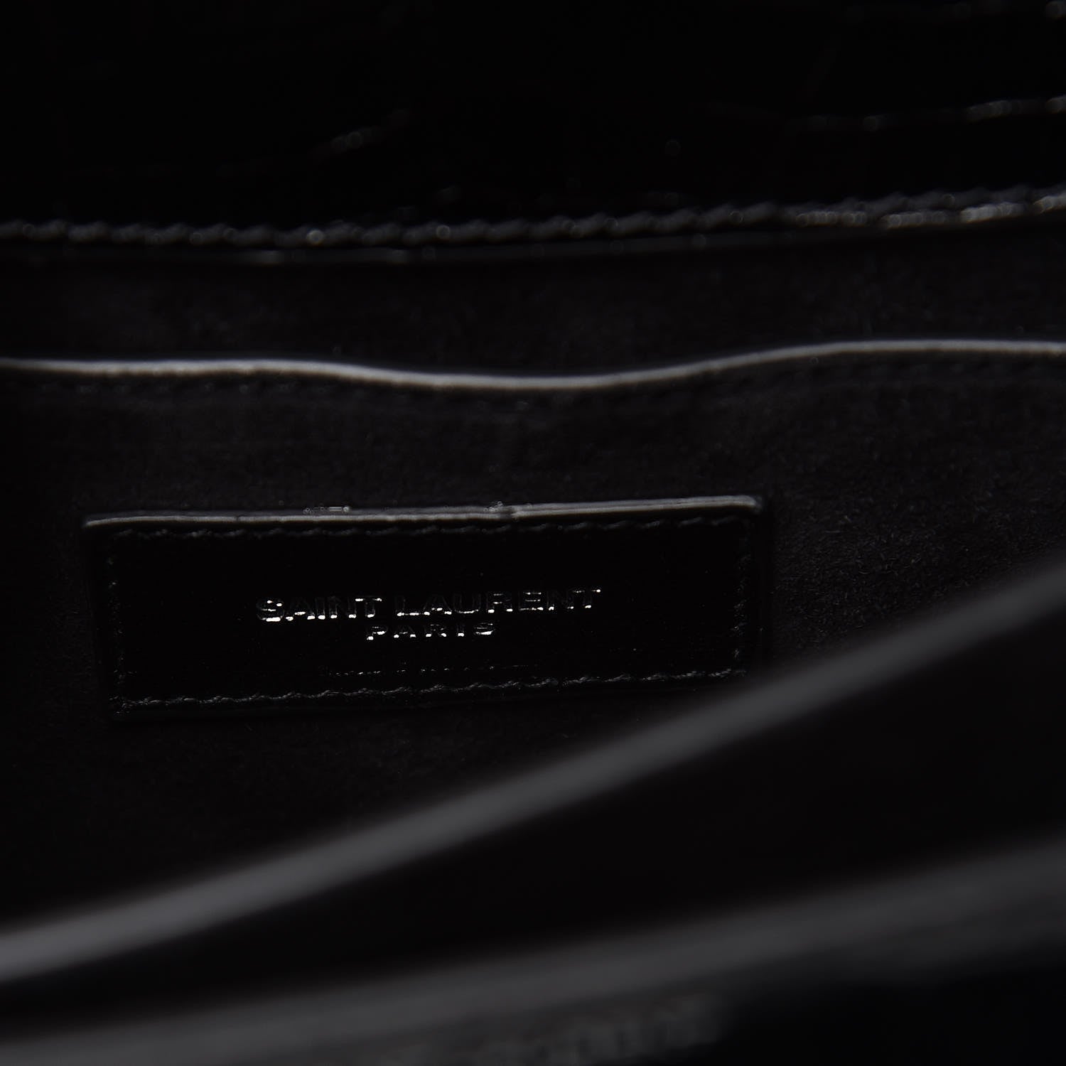 Saint Laurent Calfskin Crocodile Embossed Medium Monogram Sunset Black 7 of 7