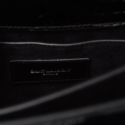 Saint Laurent Calfskin Crocodile Embossed Medium Monogram Sunset Black 7 of 7