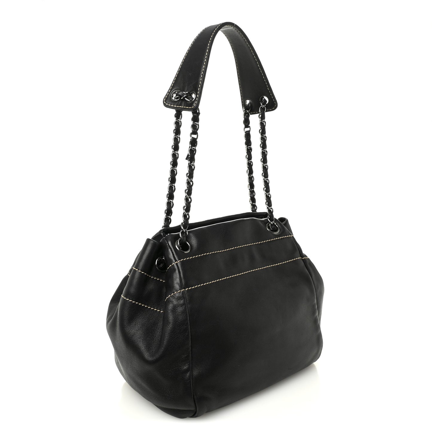 Lambskin Lax Accordion Shoulder Bag Black