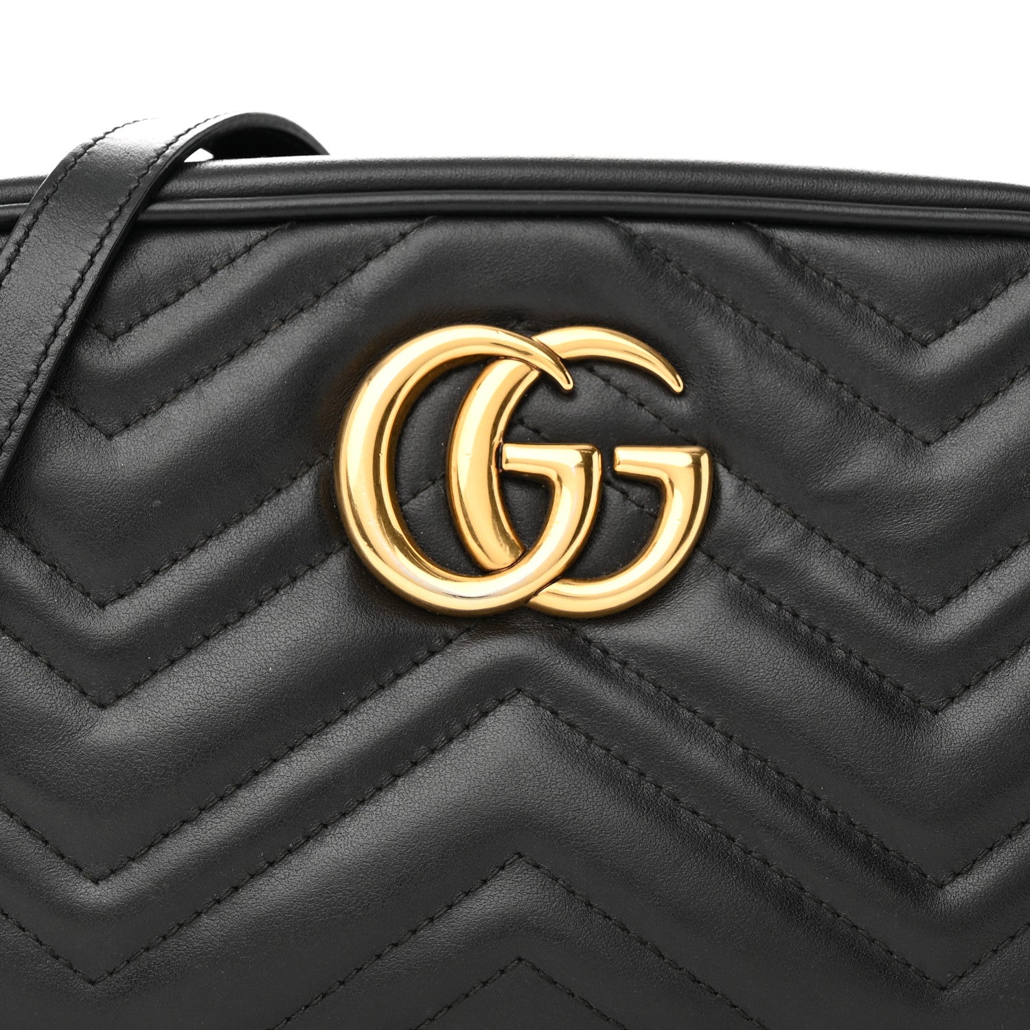 Gucci Calfskin Matelasse Small GG Marmont Chain Shoulder Bag Black 9 of 17