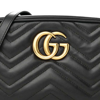 Gucci Calfskin Matelasse Small GG Marmont Chain Shoulder Bag Black 9 of 17