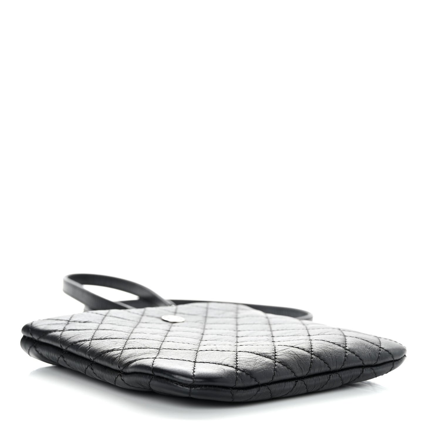 Aged Calfskin Quilted Crossbody Bag Black