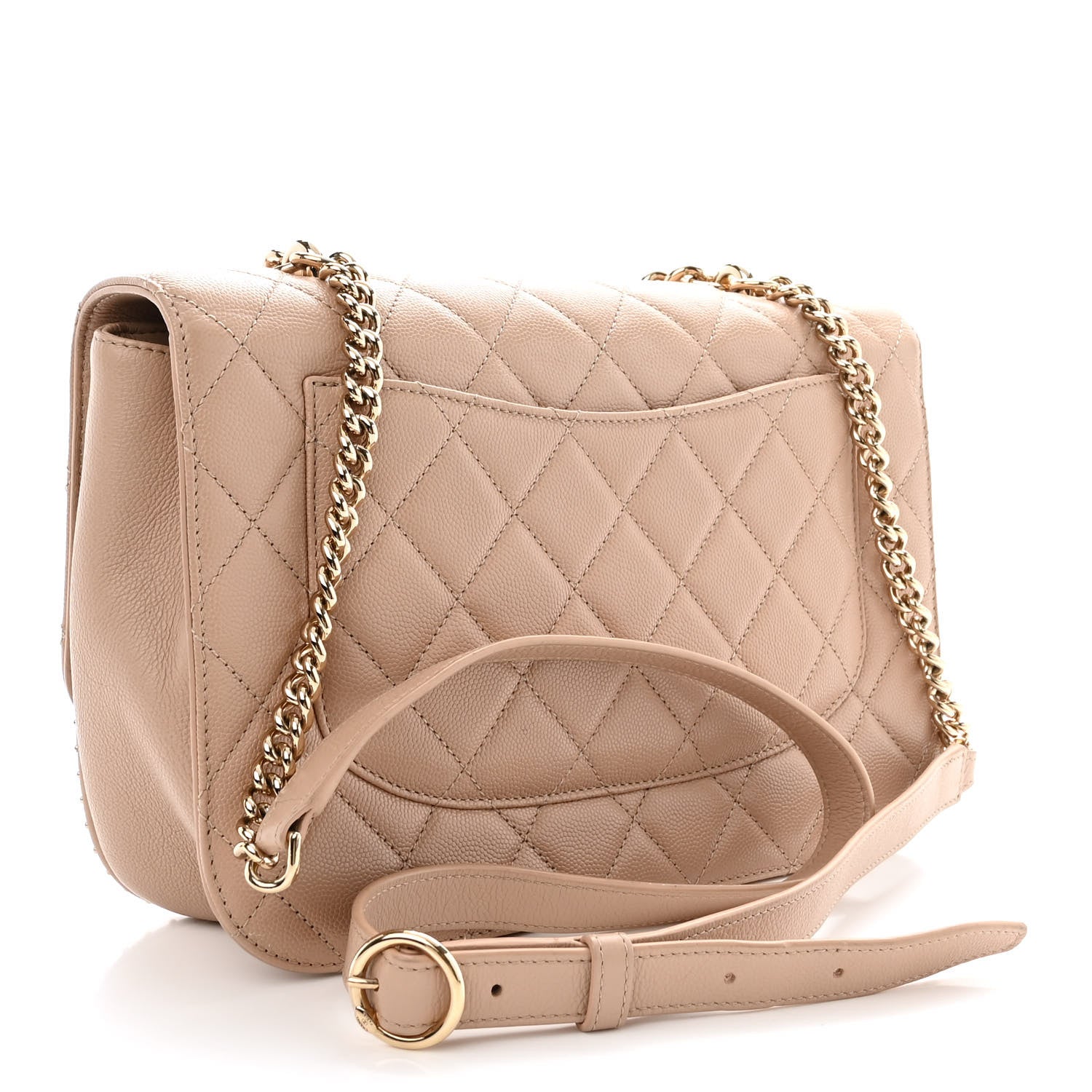 Chanel Caviar Quilted Large Studded Flap Beige 3 of 13