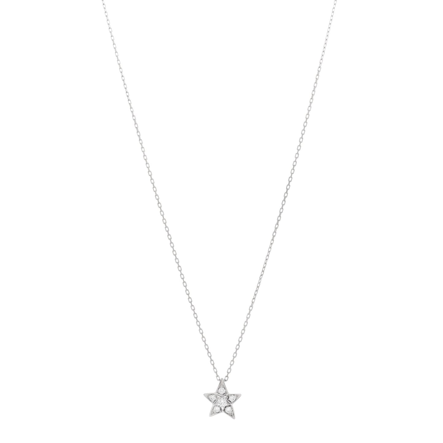 18K White Gold Diamond Small Comete Geode Pendant Necklace