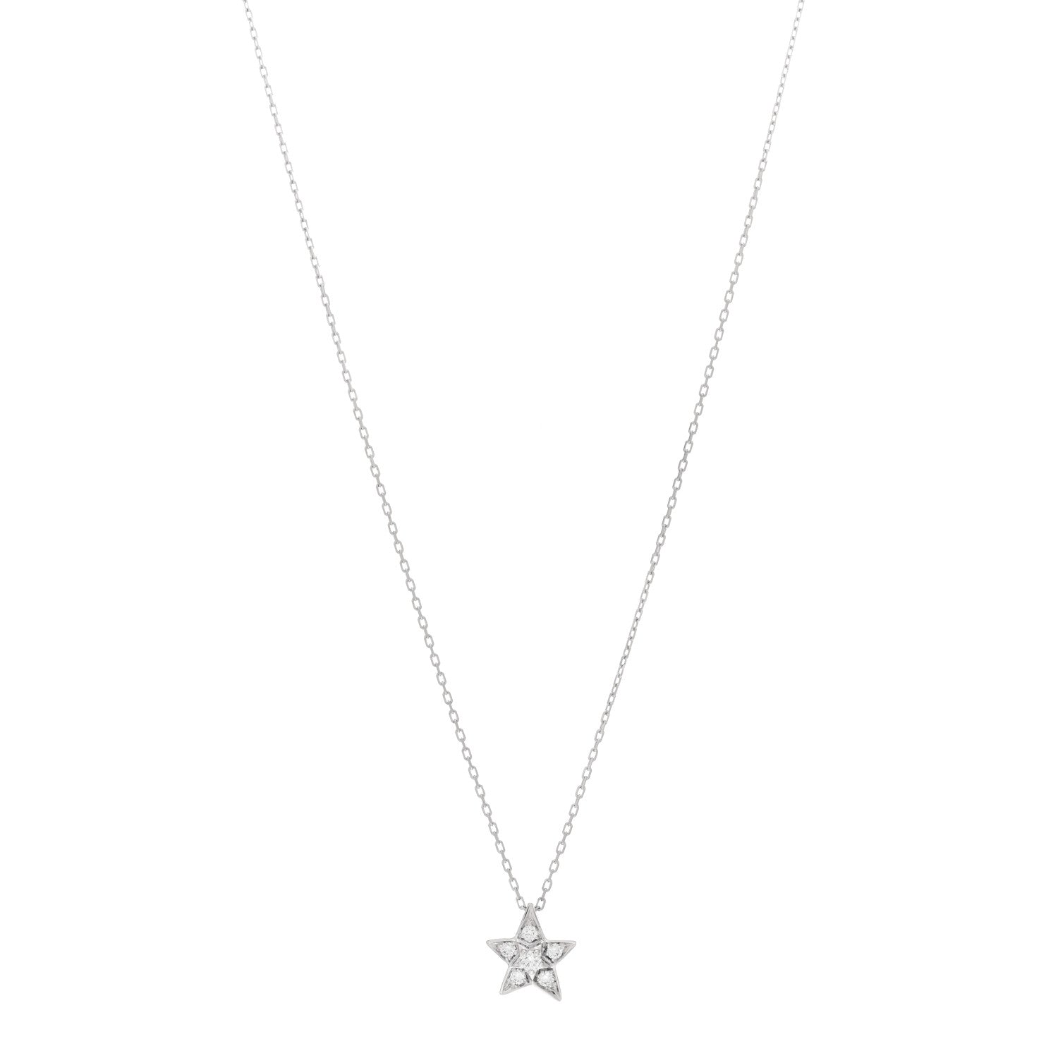 Chanel 18K White Gold Diamond Small Comete Geode Pendant Necklace 1 of 4