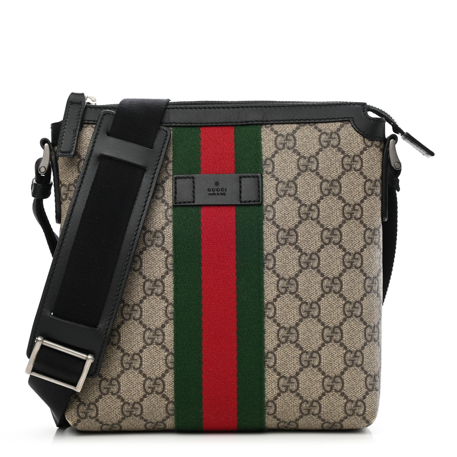 Gucci GG Supreme Monogram Web Messenger Bag Black 1 of 8
