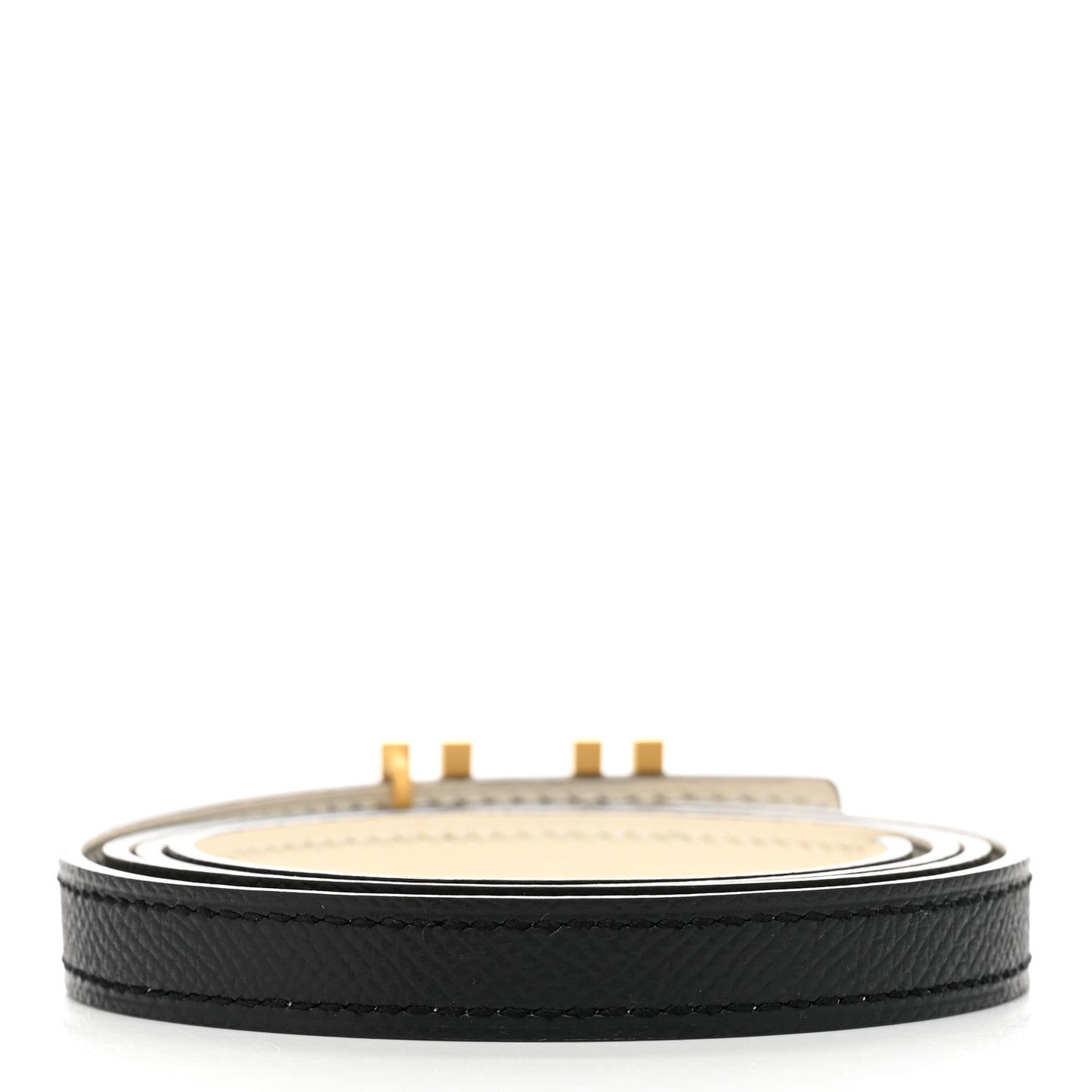 Swift Epsom Lacquered Metal 13mm Au Carre Double H Belt Black Craie