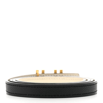 Hermes Swift Epsom Lacquered Metal 13mm Au Carre Double H Belt Black Craie 2 of 4