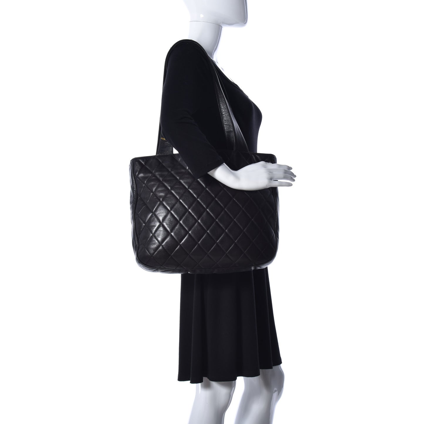 Lambskin Quilted CC Shoulder Bag Black