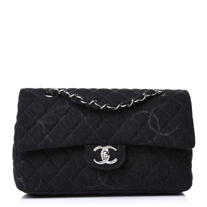 Chanel Denim Quilted CC Print Medium Single Flap Black 1 of 9