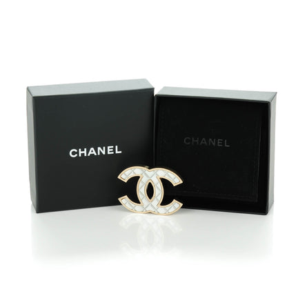 Chanel Metal Quilted CC Brooch Silver Gold 5 of 5