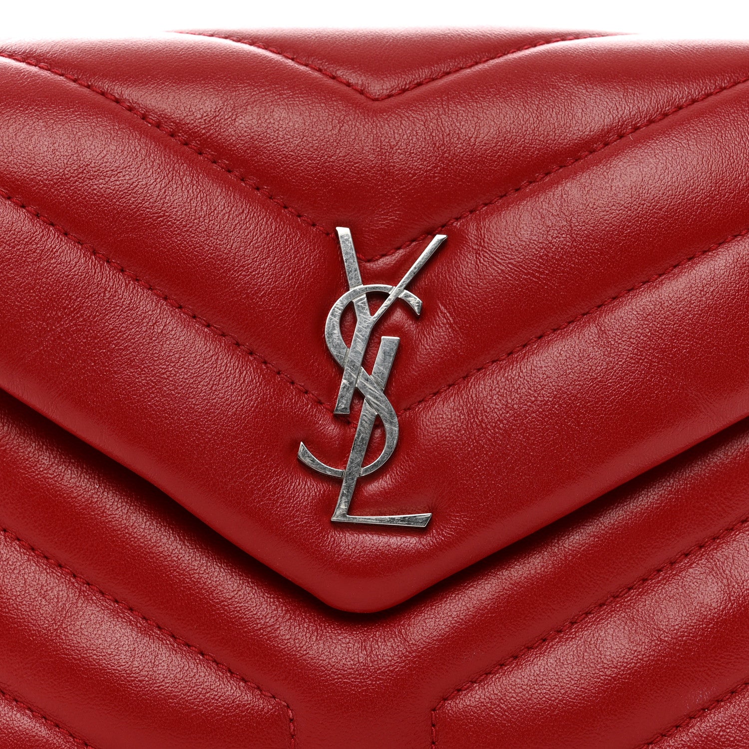 Saint Laurent Calfskin Y Quilted Monogram Toy Loulou Crossbody Bag Rouge Eros 5 of 11