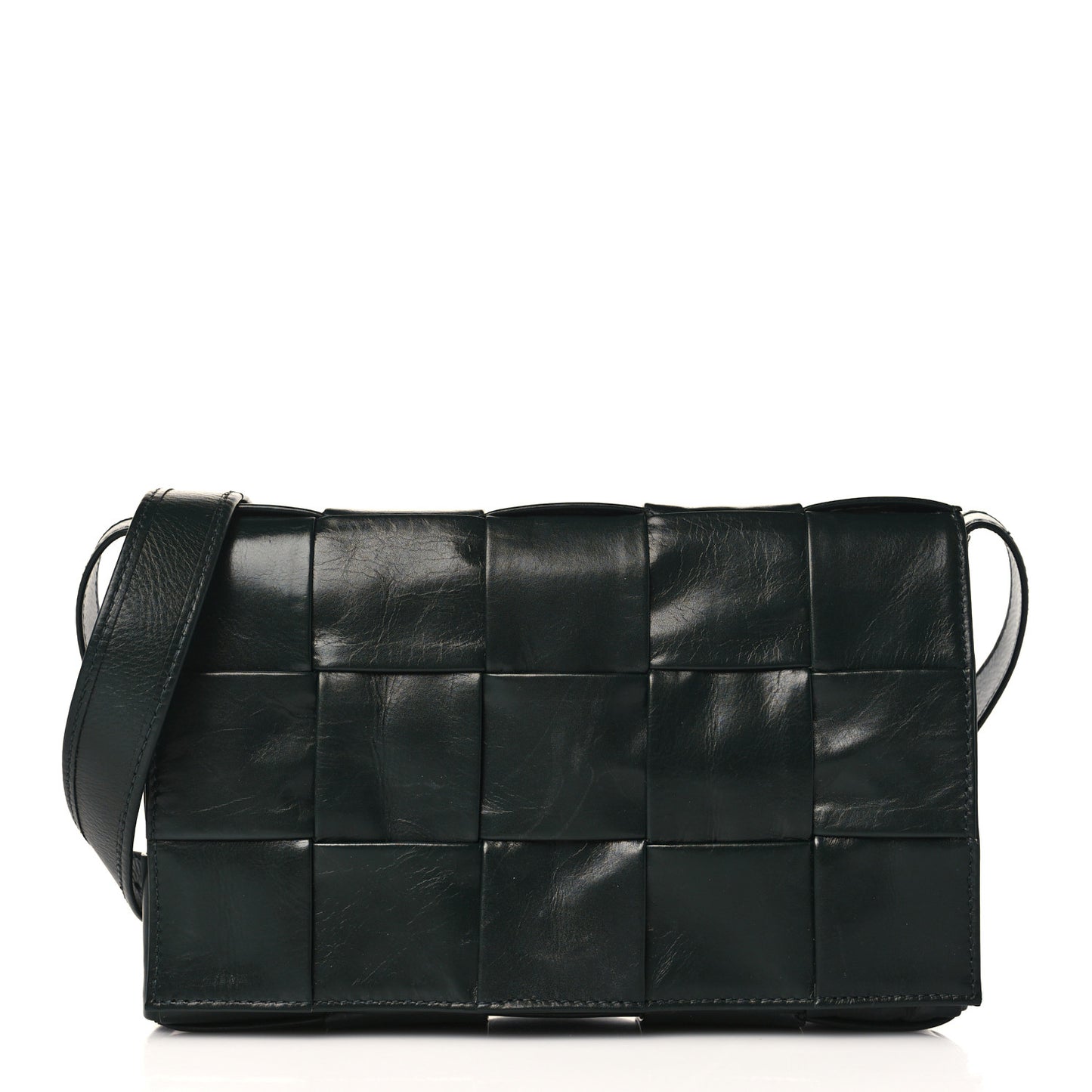 Paper Calfskin Maxi Intreccio Cassette Crossbody Bag Black