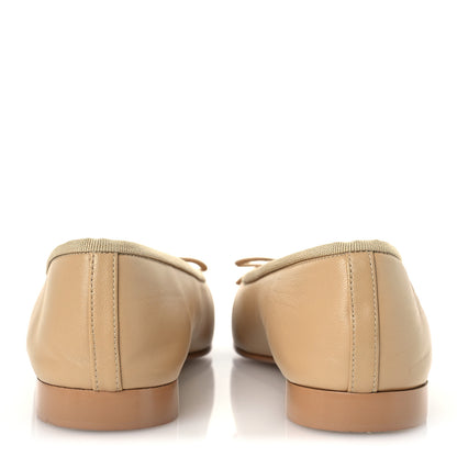 Chanel Lambskin Cap Toe CC Ballerina Flats 37.5 Beige Light Beige 6 of 14