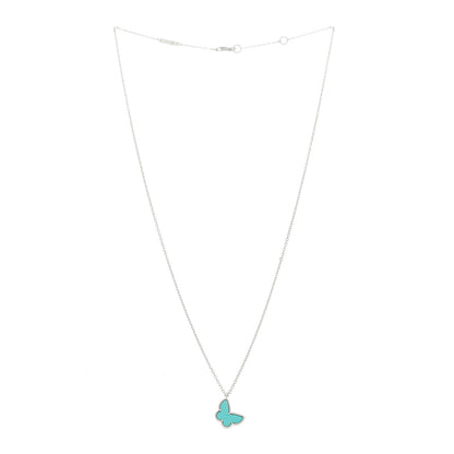 Van Cleef & Arpels 18K White Gold Turquoise Sweet Alhambra Butterfly Pendant Necklace 3 of 5
