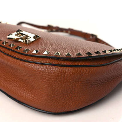 Valentino Garavani Pebbled Calfskin Rockstud Saddle Bag Saddle Brown 8 of 9