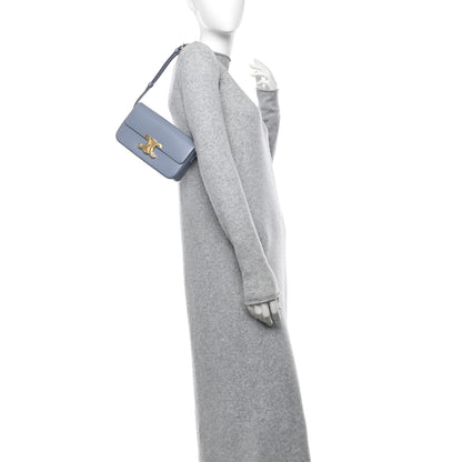 Celine Shiny Calfskin Triomphe Shoulder Bag Artic Blue 2 of 10