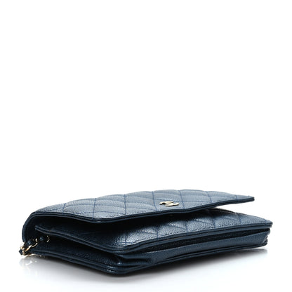 Chanel Iridescent Caviar Quilted Wallet on Chain WOC Blue 4 of 9