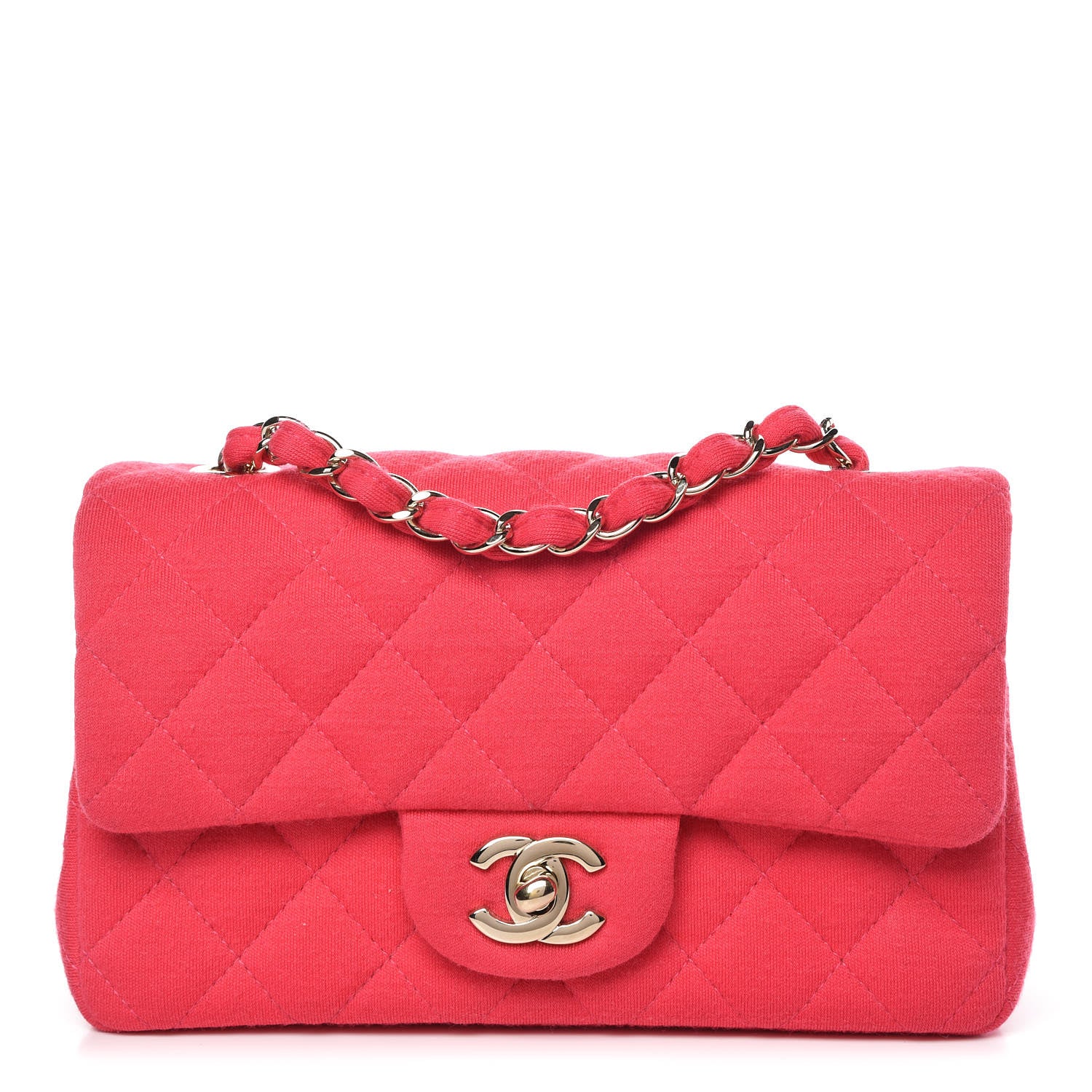 Chanel Jersey Quilted Mini Rectangular Flap Pink 1 of 10