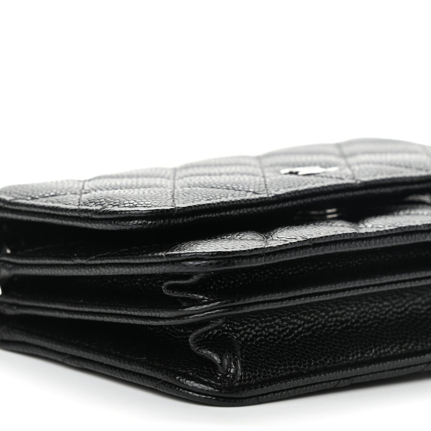 Caviar Quilted Mini Wallet On Chain WOC Black