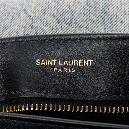 Saint Laurent Denim Y Quilted Monogram Toy Loulou Crossbody Bag Grey 7 of 14