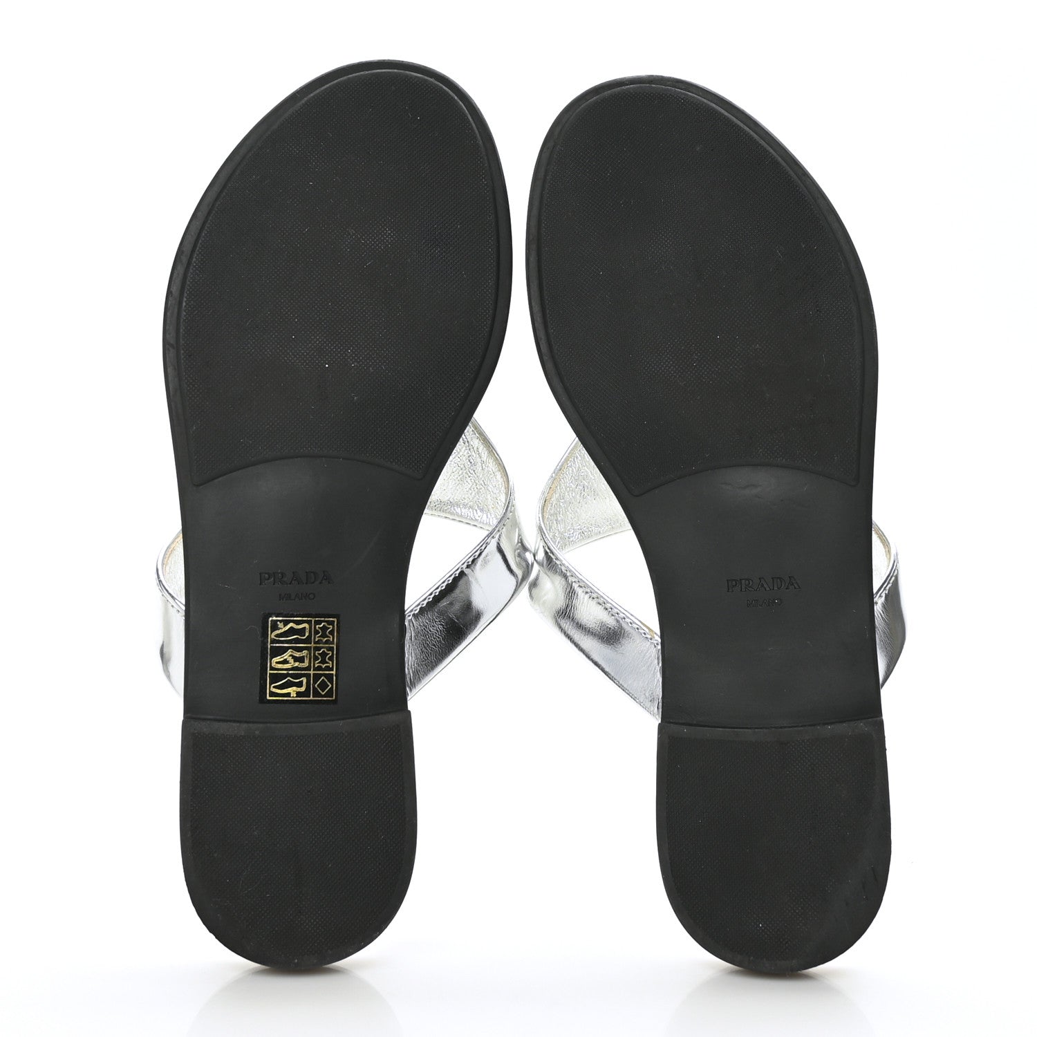 Prada Metallic Calfskin Logo Thong Sandals 37 Silver 5 of 9