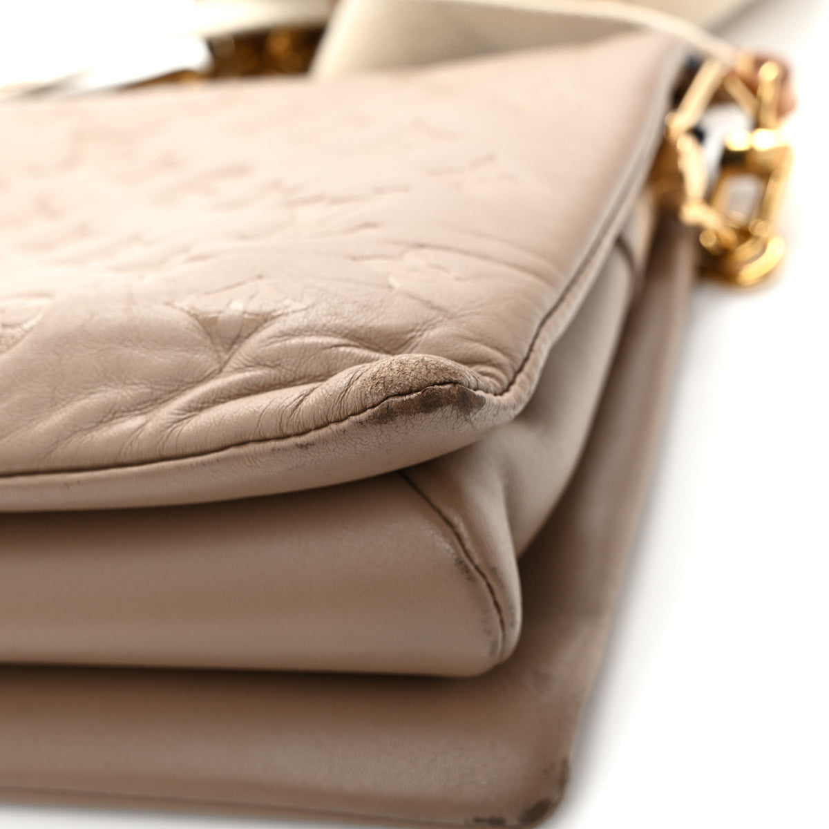 Louis Vuitton Lambskin Embossed Monogram Coussin PM Taupe 13 of 17