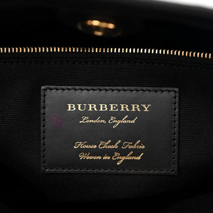 Burberry Derby Calfskin House Check Medium Banner Tote Black 6 of 11