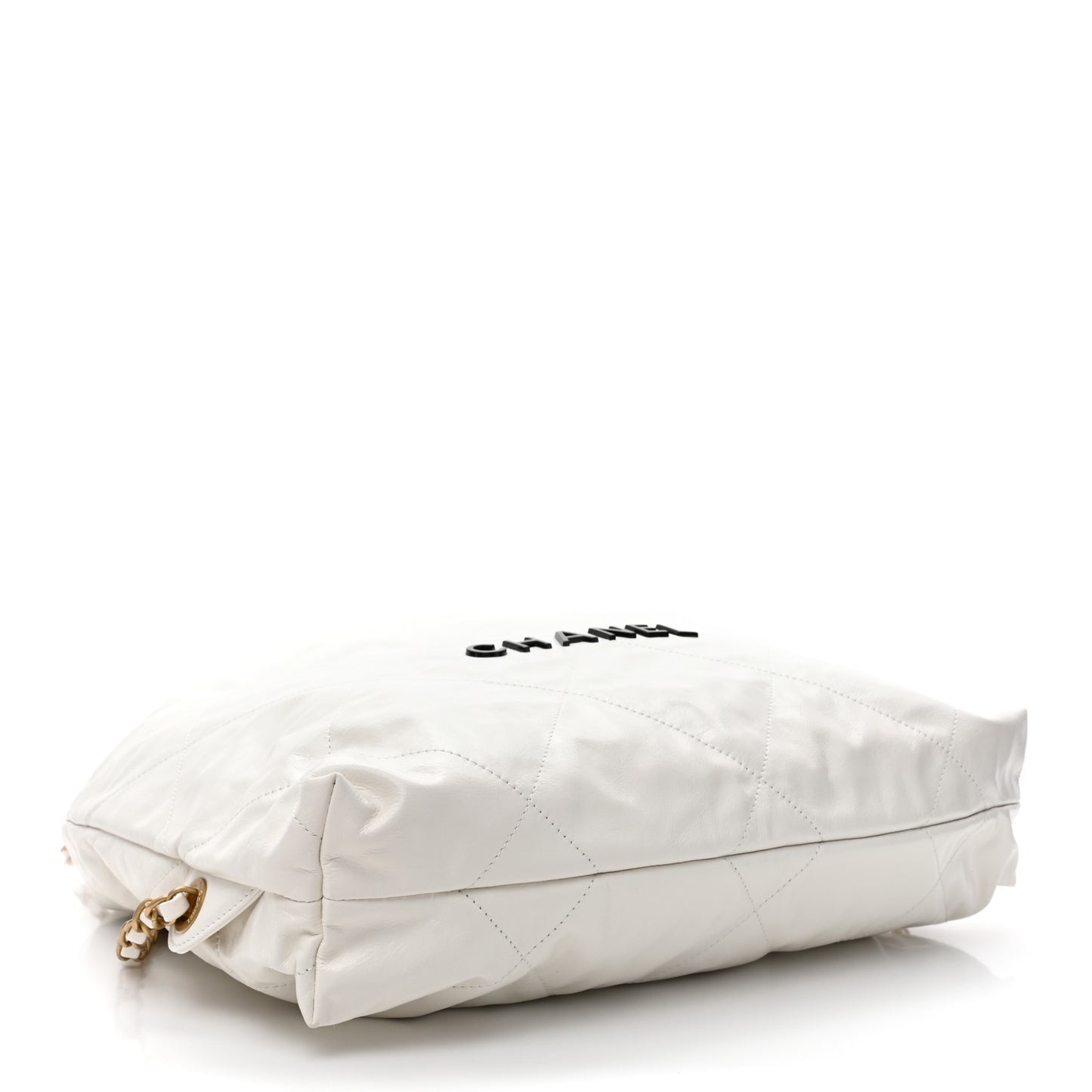 Shiny Calfskin Quilted Chanel 22 Backpack White Black