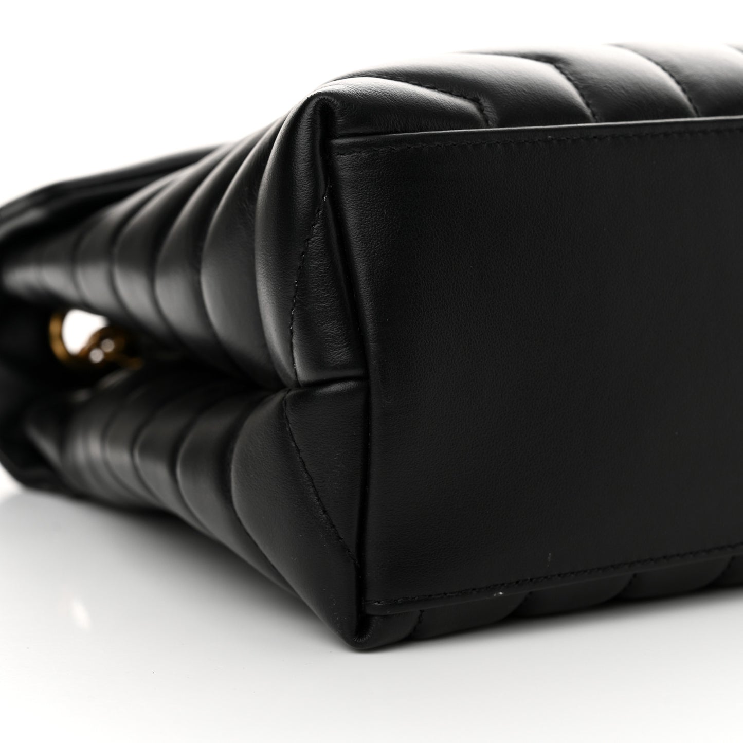 Calfskin Y Quilted Monogram Medium Loulou Chain Satchel Black