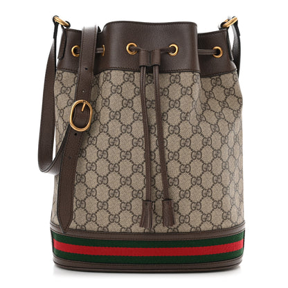 Gucci GG Supreme Monogram Web Ophidia Bucket Bag Brown 1 of 10