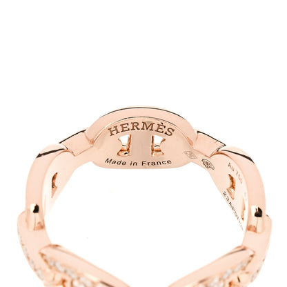Hermes 18K Rose Gold Diamond PM d'Ancre Enchainee Ring 52 6 4 of 6
