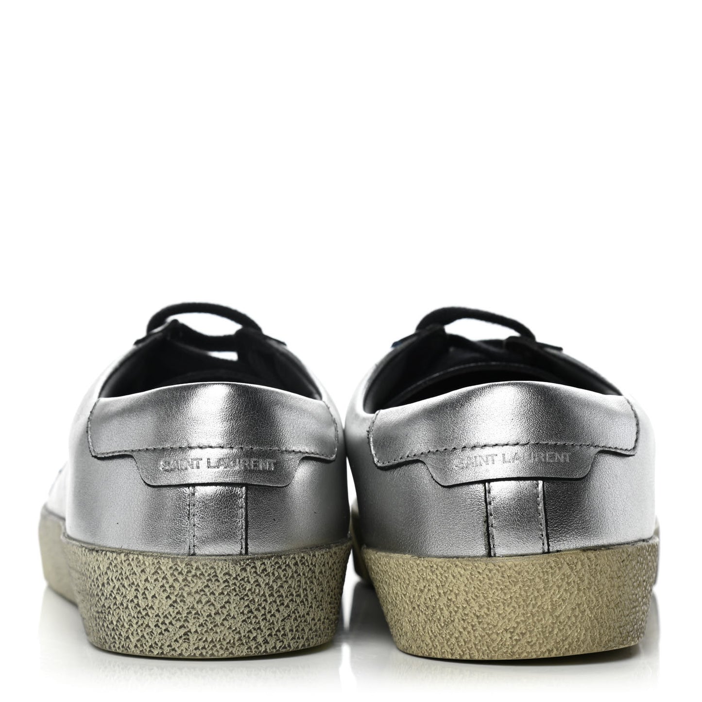 Metallic Calfskin Womens Court Classic Sneakers 39.5 Silver