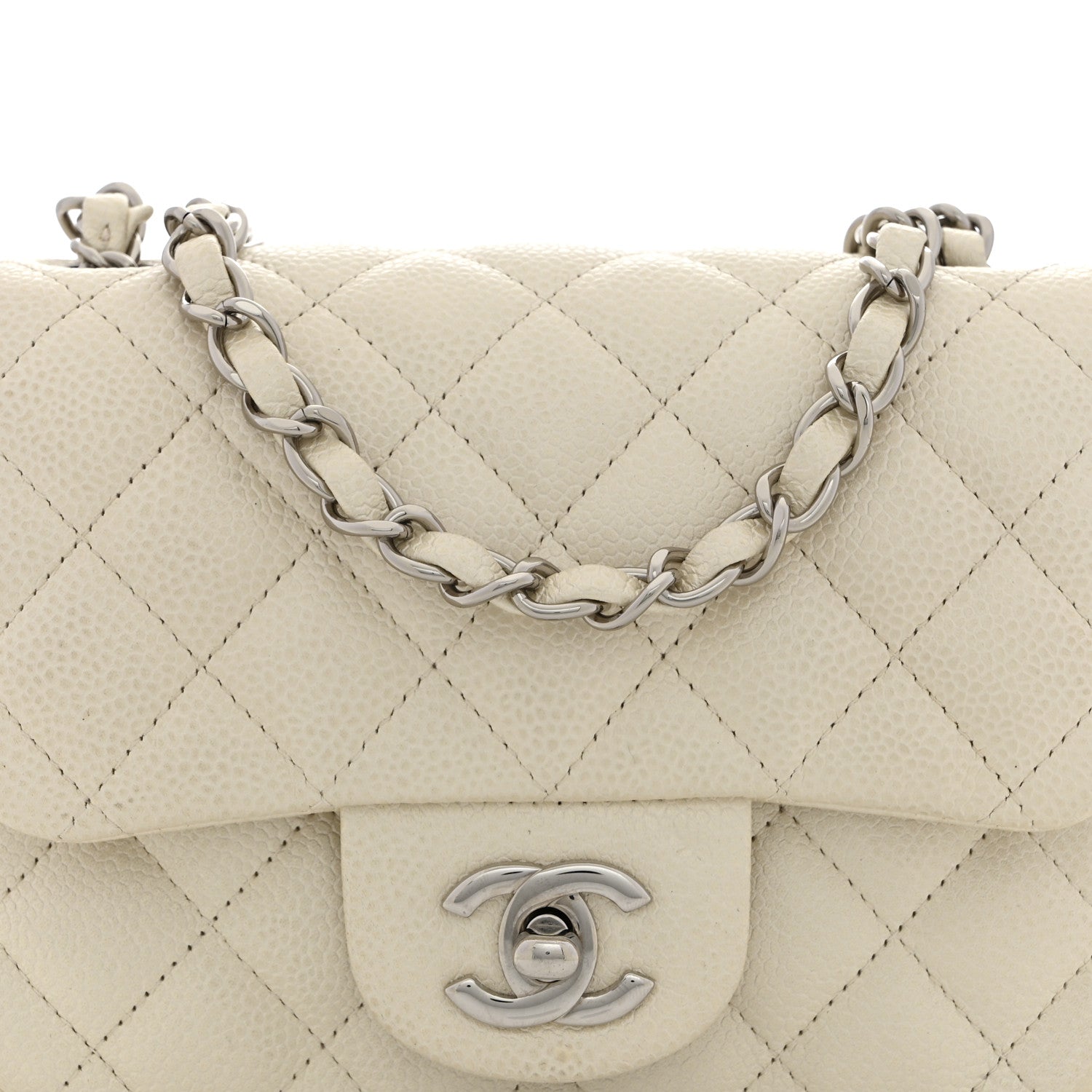 Chanel Iridescent Caviar Quilted Mini Square Flap White 8 of 10