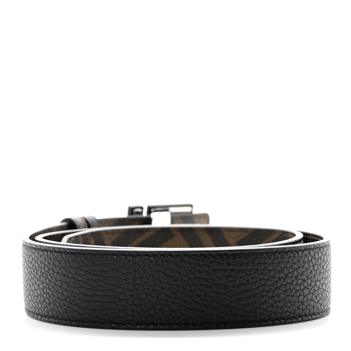 Cuoio Romano Glazed Fabric Enamel FF 1974 Reversible Belt 85 34 Black Tobacco
