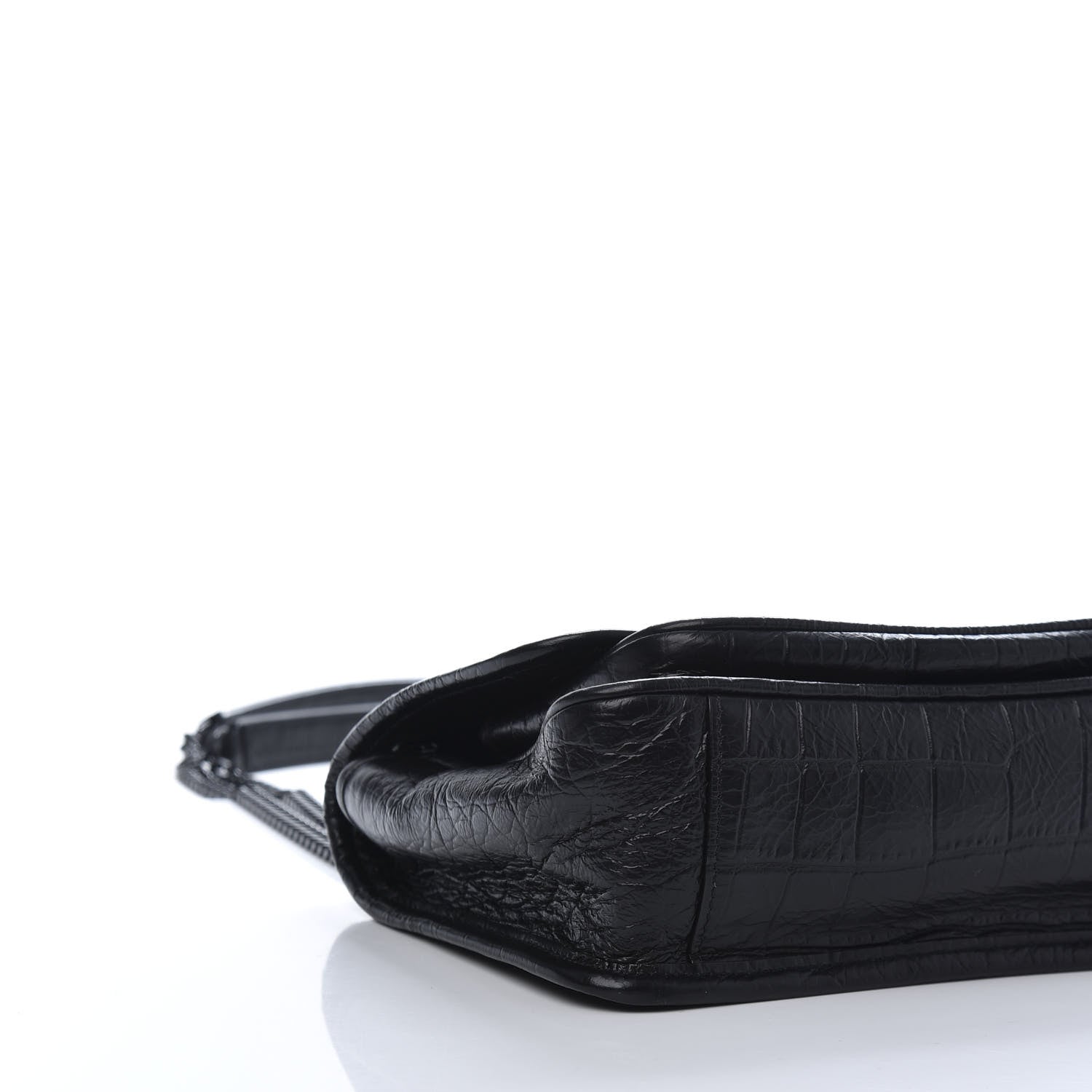 Saint Laurent Calfskin Crocodile Embossed Matelasse Monogram Baby Niki Chain Satchel Black 6 of 10