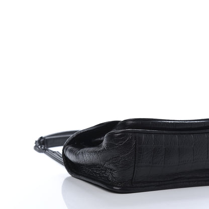 Saint Laurent Calfskin Crocodile Embossed Matelasse Monogram Baby Niki Chain Satchel Black 6 of 10