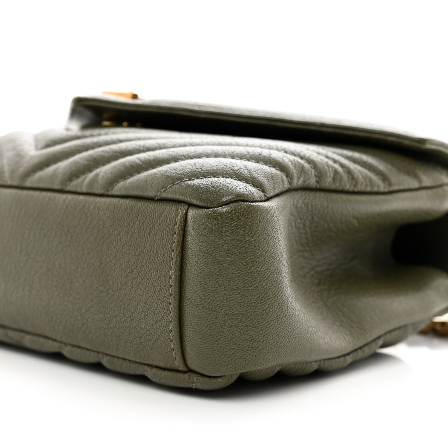 Saint Laurent Sheepskin Matelasse Chevron Monogram Medium College Bag Military Olive 10 of 13