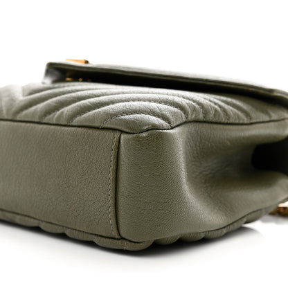 Saint Laurent Sheepskin Matelasse Chevron Monogram Medium College Bag Military Olive 10 of 13