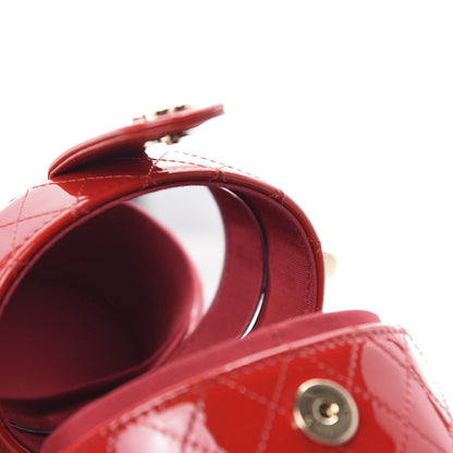 Chanel Patent Quilted Small Round Vanity With Chain Red 10 of 12